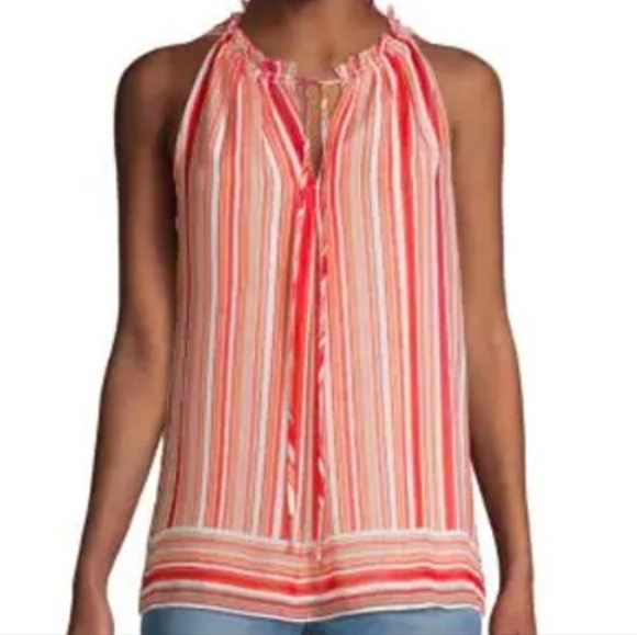 Max Studio Women's Tomato Girl NWT Large Vibrant striped sleeveless top - Picture 1 of 11